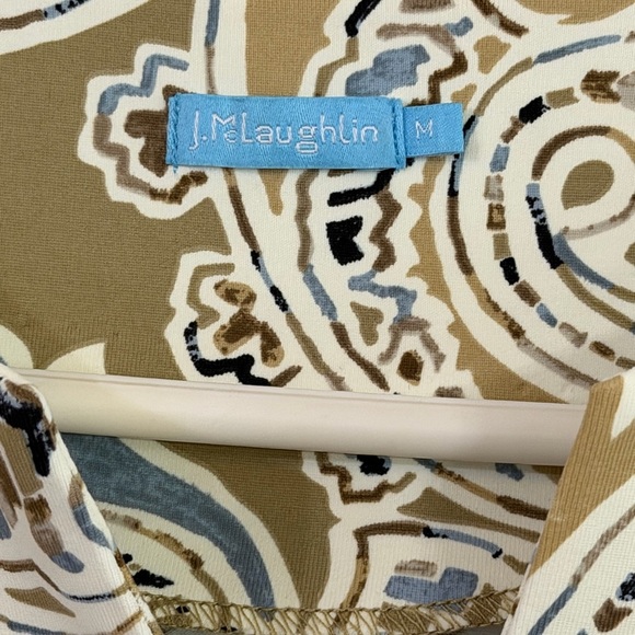 J. McLaughlin Carly Sheath Dress Catalina Cloth Preppy Taupe Paisley Sz Medium - Picture 4 of 12